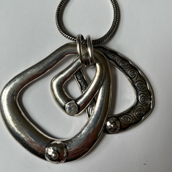 Silver plate thick chain three shape long necklace - Picture 2 of 6